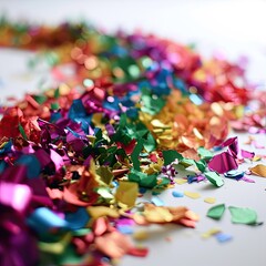 Fototapeta na wymiar Colorful confetti on white background. Holiday or party background
