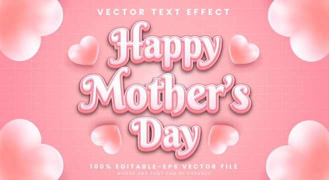 Happy mother's day pink love 3D editable text Effect Template