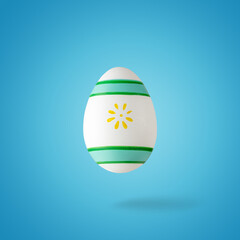 Creative composition made of white Easter egg. Minimal spring or summer Holiday concept. Fun background.