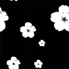 black and white flowers seamless pattern vector