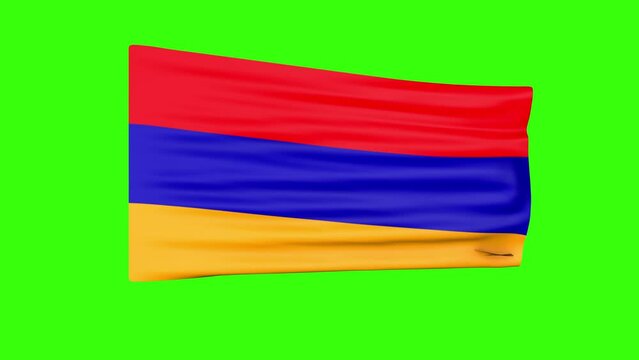 Flag of Armenia on a green screen. 3D animation.