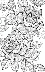 Roses coloring page for adult 