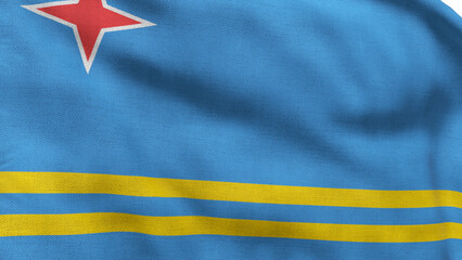 High detailed flag of Aruba. National Aruba flag. South America. 3D illustration.