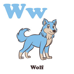 Wolf Alphabet Cartoon Character For Kids