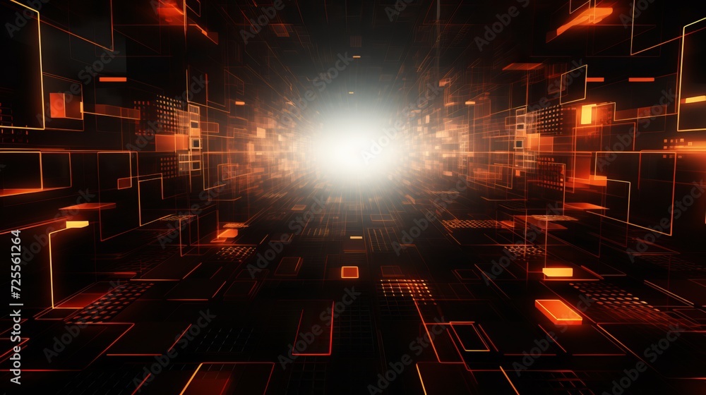Poster vibrant abstract technology background with glowing circuit elements - futuristic digital design con