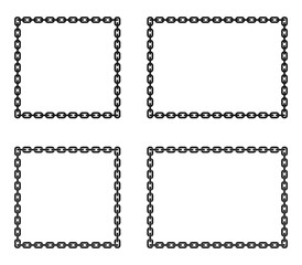 Interconnected chains form square and rectangle frames. flat design vector illustration isolated on white background.