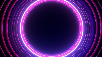 Obraz premium Magic fantasy portal. Round light frame, Futuristic teleport. light effect. Blue, purple, neon lights illuminate the night scene with sparks on a transparent background.