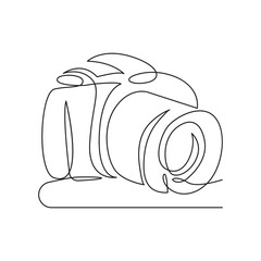 Continuous single line Hand drawing outline line of digital camera vector art illustration minimalist design