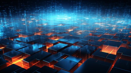 Futuristic neon circuitry: abstract technology background in vibrant hues