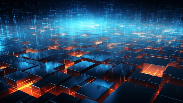 Futuristic neon circuitry: abstract technology background in vibrant hues