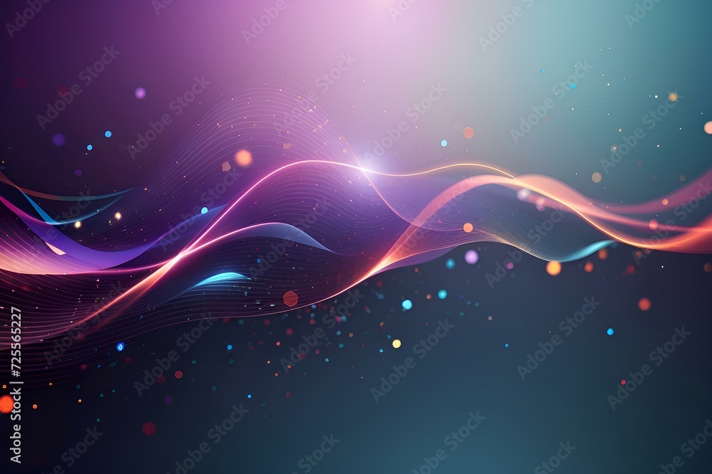 Poster abstract particles line background with light effect, created by ai generated