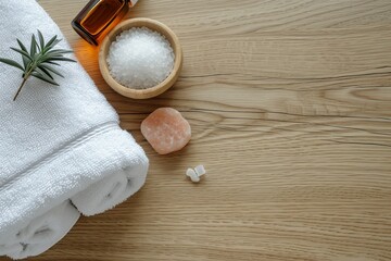 Spa Relaxation Essentials on Natural Wood
