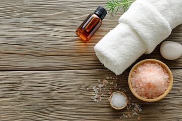 Spa Relaxation Essentials on Natural Wood
