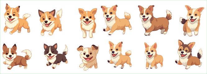 Funny cartoon dogs characters. Dogs collection, Cute dogs, Set vector dogs
