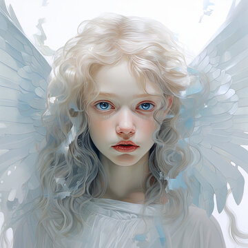 portrait of a white angel with wings