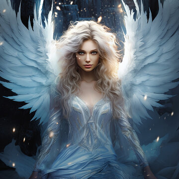 portrait of a white angel with wings
