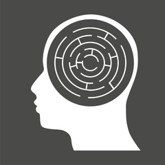 Human head silhouette with maze inside. Mind complexity psychology concept. Memory and solution, searching and thinking.