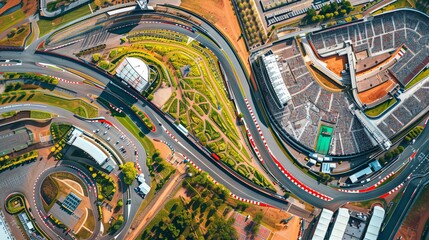 The method of carrying out the Formula 1. General view from a bird's-eye view.