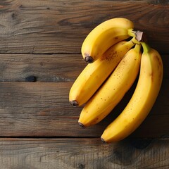 Bananas on Vintage Wooden Table Top View