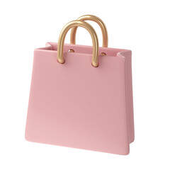 3D Pink Shopping Bag transparent. Render Gift Bag. Online or Retail Shopping Symbol. Fashion Woman Handbag Illustration