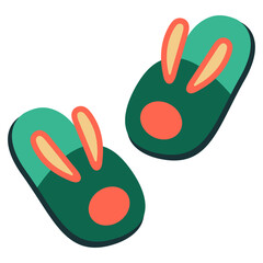 House slippers with rabbihouse; slipper; rabbit; comfort; comfortable; soft; children; bunny; cozy; model; cosy; foot; shoe; warm; pair; funny; fuzzy; footwear; illustt ears icon. Vector illustration.