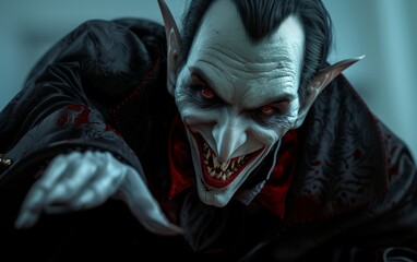 Chilling portrait of a scary vampire, embodying the terror of the night.
