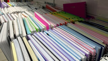 Various notebooks and notebooks close-up