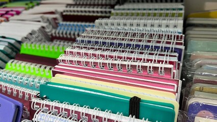 Various notebooks and notebooks close-up