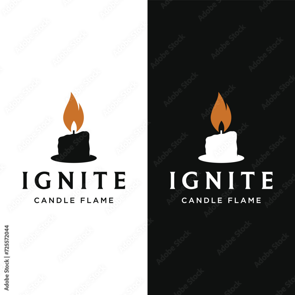 Wall mural simple candle flame logo template design with a creative and modern concept.