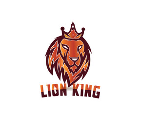 Lion king illustration of a lion mascot with a crown