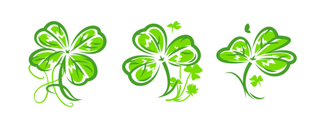 Shamrock for St. Patrick's Day, vector icon set - 725572451