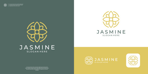 Geometric jasmine flower logo design inspiration - obrazy, fototapety, plakaty