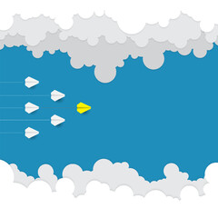 Vector paper airplane flying illustration