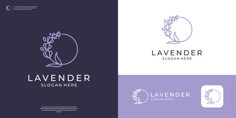 Abstract lavender logo design. Beauty flower logo with circle symbol