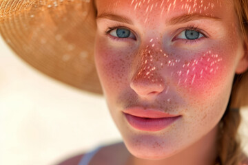 A person with damaged skin from too much sun exposure causing sun burn