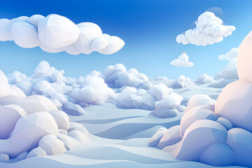 White and blue clouds in 3d style,  generative ai - Powered by Adobe