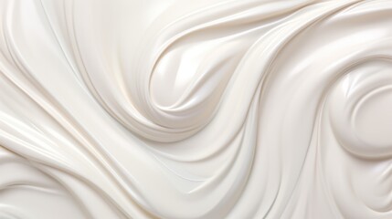 Abstract background with whipped white cream texture. Smooth fluid waves of liquid for banner, backdrop