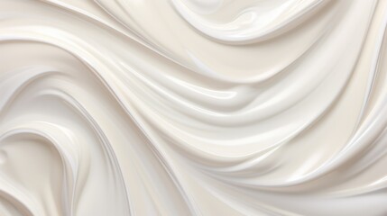 Fototapeta na wymiar Abstract background with whipped white cream texture. Smooth fluid waves of liquid for banner, backdrop