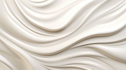 Abstract background with whipped white cream texture. Smooth fluid waves of liquid for banner, backdrop