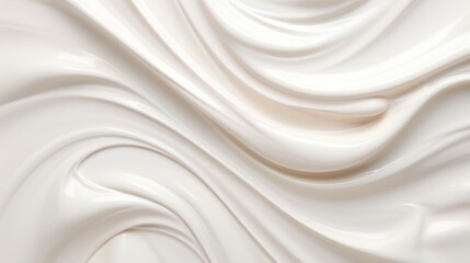 Abstract background with whipped white cream texture. Smooth fluid waves of liquid for banner, backdrop