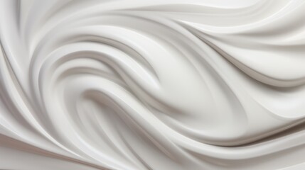Abstract background with whipped white cream texture. Smooth fluid waves of liquid for banner, backdrop
