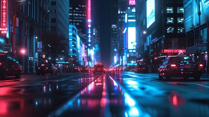 Fototapeta na wymiar A city street at night