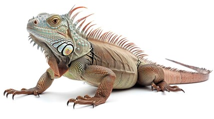 Obraz premium Iguana isolated on white background, full body side view.
