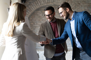 Business people celebrate business success