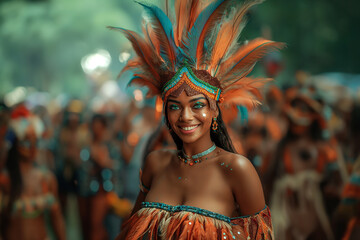 Brazilian woman in carnival mask