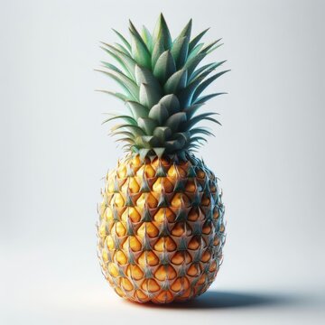 A pineapple on the white background, Digital Art