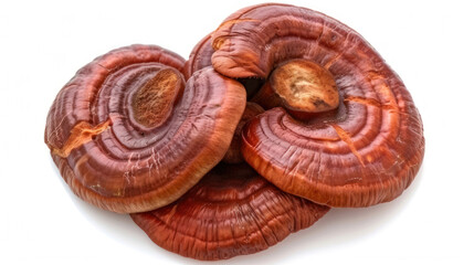 Red Reishi Mushroom (Lingzhi) tea isolated on white.