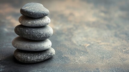Fototapeta na wymiar Pebbles balancing on pastel background. Sea pebble. Colorful pebbles. For banner, wallpaper, meditation, yoga, spa, the concept of harmony, balance. Copy space for text
