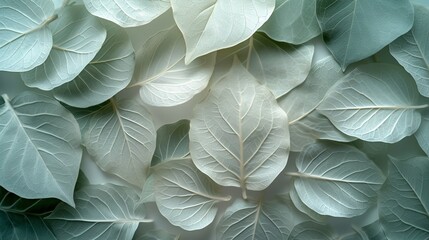 White-textured backdrop of leaves. Generative Ai.