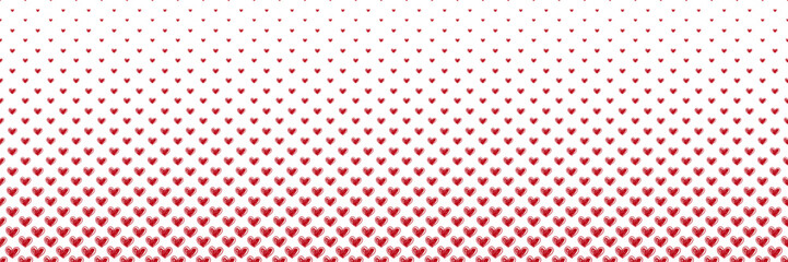 Blended  doodle red heart on white for pattern and background, halftone effect, Valentine's background